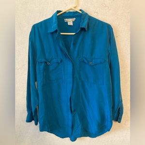 Compagnie Internationale Whistles Small Teal Silk Blouse